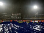 Ground staff come up with covers as rain stops play during the Super Fours round in Asia Cup 2023 Ground staff come up with covers as rain stops play during the Super Fours round in Asia Cup 2023