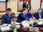 Netherlands PM Mark Rutte with Karnataka DCM DK Shivakumar and others during the CEO Round Table Meeting at Vidhana Soudha in Bengaluru on Monday. (ANI Photo) Netherlands PM Mark Rutte with Karnataka DCM DK Shivakumar and others during the CEO Round Table Meeting at Vidhana Soudha in Bengaluru on Monday. (ANI Photo)
