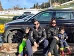 Saif Ali Khan and Kareena Kapoor pose with sons Taimur Ali Khan and Jehangir Ali Khan.