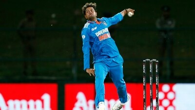 India's Kuldeep Yadav in action (ANI )