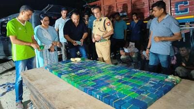 Assam Police personnel after the drug bust on Monday night.