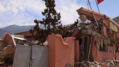 Morocco Earthquake: A destroyed building is seen in the aftermath of a deadly earthquake in Talat N'Yaaqoub, Morocco. (Reuters)