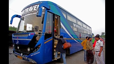 Private tourist buses have already started raising their fares exorbitantly ahead of the Ganpati festival (HT FILE PHOTO) Private tourist buses have already started raising their fares exorbitantly ahead of the Ganpati festival (HT FILE PHOTO)