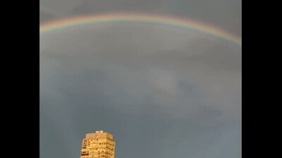 A stunning double rainbow appeared in the skyabove New York City on the 22nd anniversary of the September 11, 2001 terrorist attacks (@FoxNews screenshot/X) A stunning double rainbow appeared in the skyabove New York City on the 22nd anniversary of the September 11, 2001 terrorist attacks (@FoxNews screenshot/X)