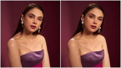 In maroon stilettos and statement earrings from the shelves of Meghana Sareen Jewels, Aditi further accessorised her look for the day. (Instagram/@aditiraohydari) In maroon stilettos and statement earrings from the shelves of Meghana Sareen Jewels, Aditi further accessorised her look for the day. (Instagram/@aditiraohydari)