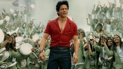 Shah Rukh Khan in a still from Jawan. Shah Rukh Khan in a still from Jawan.