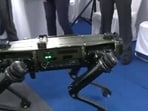 One of the equipment displayed at the symposium was a Multi-utility legged equipment (MULE). (Twitter/ANI)