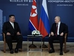Russia's President Vladimir Putin meets with North Korea's leader Kim Jong Un at the Vostochny Сosmodrome.