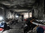 Vietnam Fire: Burned motorbikes and the damage on the ground floor of a 10-storey building after a major fire at an apartment block in Hanoi. Vietnam Fire: Burned motorbikes and the damage on the ground floor of a 10-storey building after a major fire at an apartment block in Hanoi.