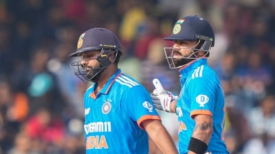 India's Rohit Sharma, left, is congratulated by Virat Kohli for scoring a half century during the Asia Cup match between Sri Lanka and India (AP) India's Rohit Sharma, left, is congratulated by Virat Kohli for scoring a half century during the Asia Cup match between Sri Lanka and India (AP)