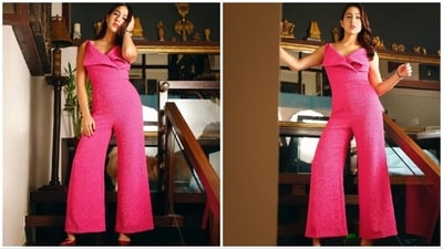 Sara Ali Khan effortlessly exuded elegance and style as she donned a stunning pink jumpsuit. The Kedarnath actor's fashion choices have often been a topic of discussion, and this pink jumpsuit was no exception, grabbing the attention of fashion enthusiasts and fans alike. (Instagram/@saraalikhan95) Sara Ali Khan effortlessly exuded elegance and style as she donned a stunning pink jumpsuit. The Kedarnath actor's fashion choices have often been a topic of discussion, and this pink jumpsuit was no exception, grabbing the attention of fashion enthusiasts and fans alike. (Instagram/@saraalikhan95)