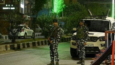 Indian security personnel stand guard outside a police headquarter in Srinagar. (AFP) Indian security personnel stand guard outside a police headquarter in Srinagar. (AFP)