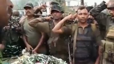 Soldiers pay their lasts respects to 'Kent' (Image courtesy: ANI) Soldiers pay their lasts respects to 'Kent' (Image courtesy: ANI)
