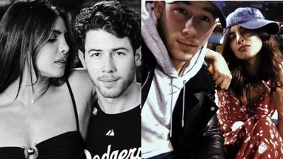 Priyanka Chopra and Nick Jonas pose inside the Dodger Stadium. Priyanka Chopra and Nick Jonas pose inside the Dodger Stadium.