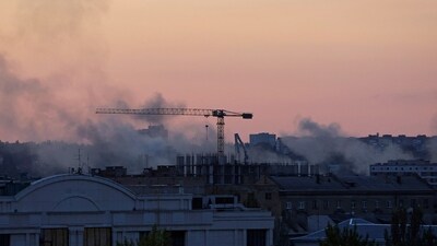 Russia-Ukraine War: Smoke rises above buildings following a shelling in the course of Russia-Ukraine conflict in Donetsk, Russian-controlled Ukraine. (Reuters)