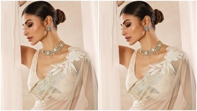 Assisted by makeup artist Albert Chettiar, Mouni decked up in smokey eyeshadow, black eyeliner, black kohl, mascara-laden eyelashes, drawn eyebrows, contoured cheeks and a shade of nude lipstick. (Instagram/@imouniroy) Assisted by makeup artist Albert Chettiar, Mouni decked up in smokey eyeshadow, black eyeliner, black kohl, mascara-laden eyelashes, drawn eyebrows, contoured cheeks and a shade of nude lipstick. (Instagram/@imouniroy)