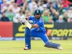 Rinku Singh plays a shot during the 2nd T20I againt Ireland, at The Village in Dublin on Sunday. (ANI Photo)

