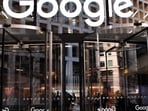 A logo is pictured above the entrance to the offices of Google in London. A logo is pictured above the entrance to the offices of Google in London.