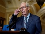U.S. Senate Minority Leader Mitch McConnell (R-KY) speaks to reporters following the Senate Republicans weekly policy lunch at the U.S. Capitol in Washington, U.S., September 12, 2023. REUTERS/Elizabeth Frantz