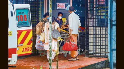 A patient being brought to an isolation ward in Kozhikode. (PTI) A patient being brought to an isolation ward in Kozhikode. (PTI)