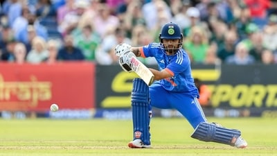 Rinku Singh plays a shot during the 2nd T20I againt Ireland, at The Village in Dublin on Sunday. (ANI Photo) (BCCI Twitter) Rinku Singh plays a shot during the 2nd T20I againt Ireland, at The Village in Dublin on Sunday. (ANI Photo) (BCCI Twitter)