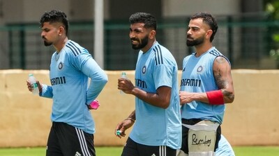 Indian cricketers (L-R) Shreyas Iyer, Jasprit Bumrah, Virat Kohli during a training session (PTI) Indian cricketers (L-R) Shreyas Iyer, Jasprit Bumrah, Virat Kohli during a training session (PTI)