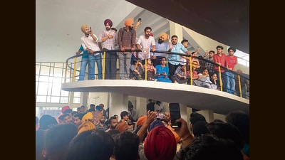 Punjabi University students stage a protest on the campus Punjabi University students stage a protest on the campus