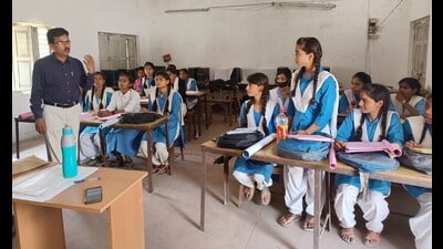 Students studying at a government secondary school in Prayagraj. (HT file photo) Students studying at a government secondary school in Prayagraj. (HT file photo)