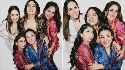 Rhea Kapoor, who is producing the film - directed by her husband, Karan Boolani - shared the pictures of Bhumi, Shehnaaz, Kusha, Dolly and Shibani on Instagram. "SQUAD GOALS? Haanji! All the best girls," Rhea captioned the post. Their outfits are from the shelves of the clothing label SUKETDHIR.&nbsp; (Instagram)