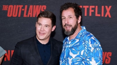 LOS ANGELES, CALIFORNIA - JUNE 26: (L-R) Adam DeVine and Adam Sandler attend the Los Angeles Premiere Of Netflix's "The Out-Laws" at Regal LA Live on June 26, 2023 in Los Angeles, California. (Getty Images via AFP)
