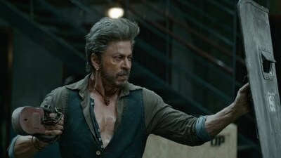 Shah Rukh Khan as Vikram Rathore in Jawan. He has double roles in the film. Shah Rukh Khan as Vikram Rathore in Jawan. He has double roles in the film.