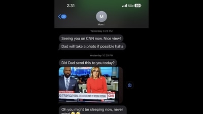 The screenshot shows the messages sent by a proud mother to her journalist daughter. (X/@CelinaTebor) The screenshot shows the messages sent by a proud mother to her journalist daughter. (X/@CelinaTebor)