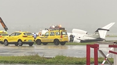 An aircraft carrying eight passengers crashed at the Mumbai airport. An aircraft carrying eight passengers crashed at the Mumbai airport.