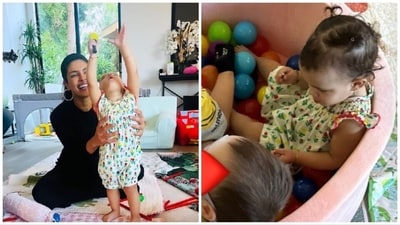 Priyanka Chopra has shared cute photos from play date with Malti. Priyanka Chopra has shared cute photos from play date with Malti.