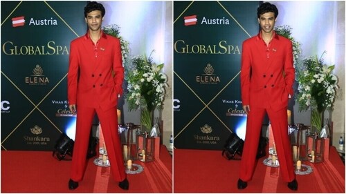 Babil Khan poses on the red carpet at the Globalspa Awards 2023. (HT Photo/Varinder Chawla) Babil Khan poses on the red carpet at the Globalspa Awards 2023. (HT Photo/Varinder Chawla)