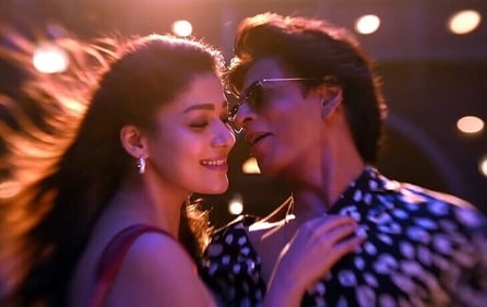 Nayanthara and Shah Rukh Khan in a still from Jawan. Nayanthara and Shah Rukh Khan in a still from Jawan.