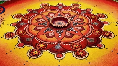 Hartalika Teej is a Hindu festival predominantly observed by women, especially in the northern and western regions of India. Adding rangoli to the festivities of Hartalika Teej is a traditional and aesthetically pleasing way to elevate the celebratory ambiance. Rangoli, which involves the creation of vibrant and intricate patterns near the entrances of homes, is believed to have its origins in India. This art form extends beyond Hartalika Teej and is a common feature during events like weddings and religious rituals, including Diwali. According to legend, the gods are drawn to exquisite rangoli designs and are inclined to visit homes adorned with these intricate patterns at their doorways. To embrace the spirit of Teej, here are some uncomplicated yet enchanting rangoli designs for you to consider. (File Photo) Hartalika Teej is a Hindu festival predominantly observed by women, especially in the northern and western regions of India. Adding rangoli to the festivities of Hartalika Teej is a traditional and aesthetically pleasing way to elevate the celebratory ambiance. Rangoli, which involves the creation of vibrant and intricate patterns near the entrances of homes, is believed to have its origins in India. This art form extends beyond Hartalika Teej and is a common feature during events like weddings and religious rituals, including Diwali. According to legend, the gods are drawn to exquisite rangoli designs and are inclined to visit homes adorned with these intricate patterns at their doorways. To embrace the spirit of Teej, here are some uncomplicated yet enchanting rangoli designs for you to consider. (File Photo)