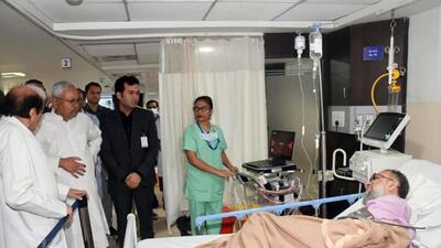 Bihar chief minister Nitish Kumar visited the Paras-HMRI hospital on Friday (Agency Photo) Bihar chief minister Nitish Kumar visited the Paras-HMRI hospital on Friday (Agency Photo)