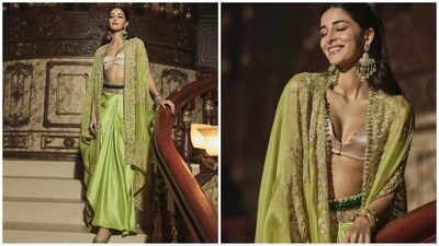 Ananya Panday: Make a bold statement with a designer contemporary ensemble, featuring a bralette, skirt with traditional accents, and a dupatta to perfect the ensemble. (Instagram/@ananyapanday) Ananya Panday: Make a bold statement with a designer contemporary ensemble, featuring a bralette, skirt with traditional accents, and a dupatta to perfect the ensemble. (Instagram/@ananyapanday)