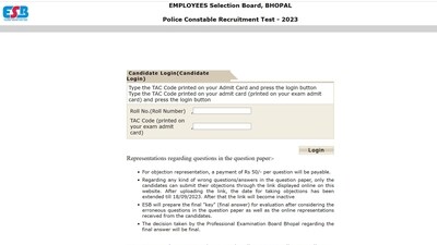 MPESB Releases MP Police Constable Answer Key 2023; Objections Accepted till Sept 18 MPESB Releases MP Police Constable Answer Key 2023; Objections Accepted till Sept 18