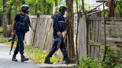 Anantnag: Security personnel during an encounter with terrorists at Gadole area of Kokernag, in Anantnag district, Thursday. (PTI) Anantnag: Security personnel during an encounter with terrorists at Gadole area of Kokernag, in Anantnag district, Thursday. (PTI)