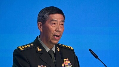 China's Defence Minister Li Shangfu addresses a speech during the Moscow Conference on International Security in Kubinka, in the outskirts of Moscow, on August 15. (AFP) China's Defence Minister Li Shangfu addresses a speech during the Moscow Conference on International Security in Kubinka, in the outskirts of Moscow, on August 15. (AFP)