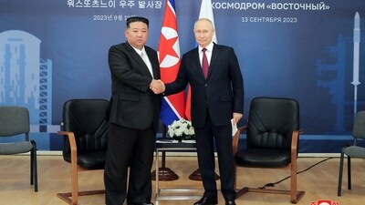 The summit between Kim Jong Un and Vladimir Putin on Wednesday was held at the Vostochny Cosmodrome, which stands as Russia's primary domestic launch center.&nbsp; (REUTERS)