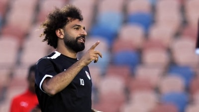 Egypt's Mohamed Salah during training (REUTERS)