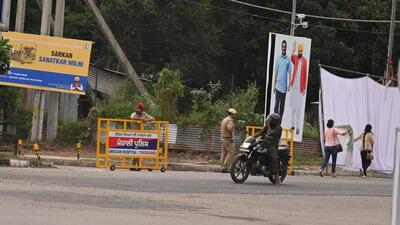 The repaired road leading up to Bawa White House in Mohali. (HT Photo)