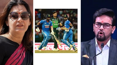 Rajya Sabha MP Priyanka Chaturvedi questioned Union Sports Minister Anurag Thakur over the India vs. Pakistan cricket match. Rajya Sabha MP Priyanka Chaturvedi questioned Union Sports Minister Anurag Thakur over the India vs. Pakistan cricket match.