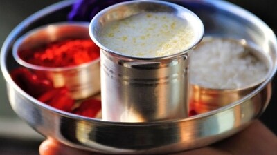 Panchamrit: Panchamrit is prepared by mixing equal parts of milk, yogurt, honey, ghee, and sugar. It is commonly offered as bhog during Hindu religious ceremonies. (YouTube) Panchamrit: Panchamrit is prepared by mixing equal parts of milk, yogurt, honey, ghee, and sugar. It is commonly offered as bhog during Hindu religious ceremonies. (YouTube)