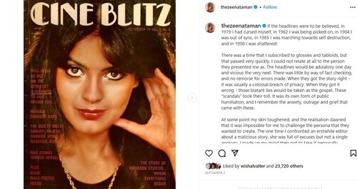 A glimpse of Zeenat's post.