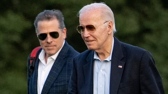 FILE - President Joe Biden, and his son Hunter Biden arrive at Fort McNair, Sunday, June 25, 2023, in Washington. Hunter Biden has been charged with felony gun possession. A federal indictment filed in Delaware says Biden lied about his drug use when he bought a firearm in 2018 while struggling with addiction to crack cocaine. (AP Photo/Andrew Harnik, File) (AP)