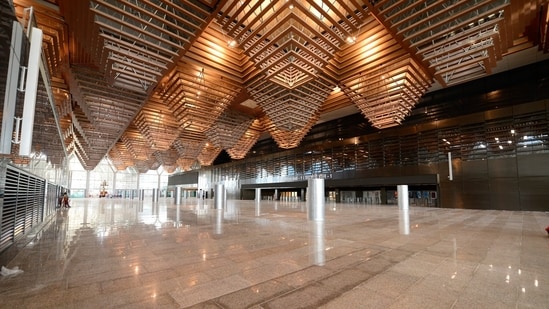 The convention center comprises of 15 convention rooms including the main auditorium, the grand ballroom, and 13 meeting rooms with a total capacity of holding 11,000 delegates. It also has the largest LED media facade in the country.&nbsp;(Facebook/Narendra Modi)
